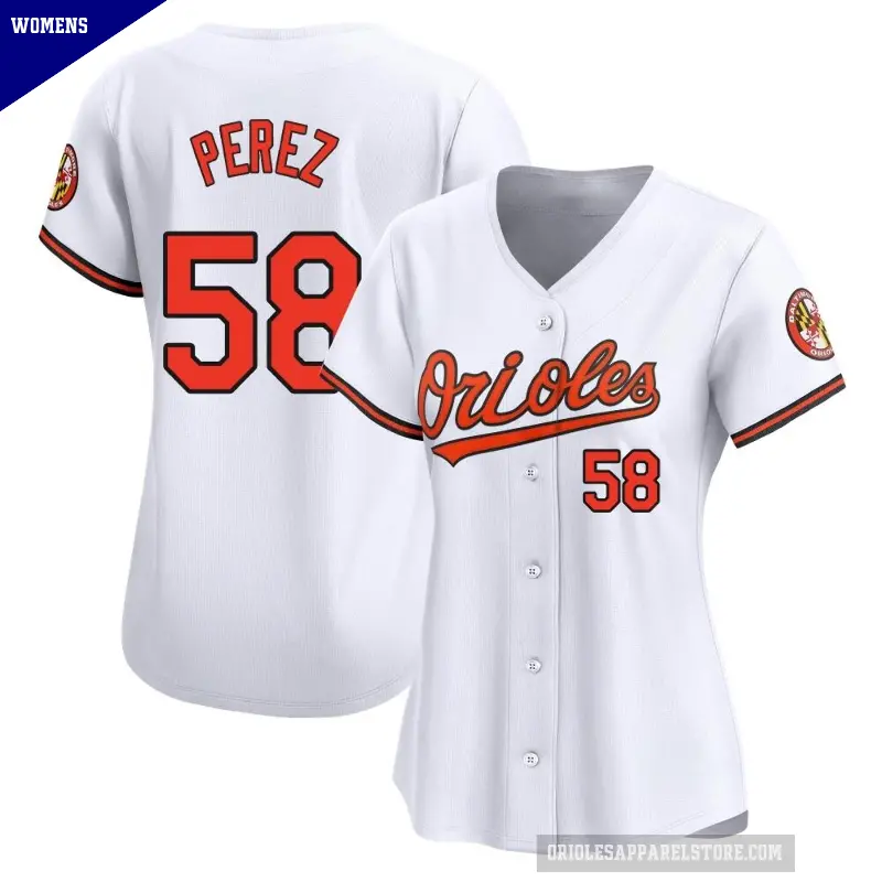 Women's No.58 Cionel Perez Baltimore Orioles White Limited Home Jersey