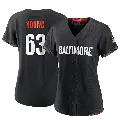 Women's No.63 Brandon Young Baltimore Orioles Black Authentic 2023 City Connect Jersey