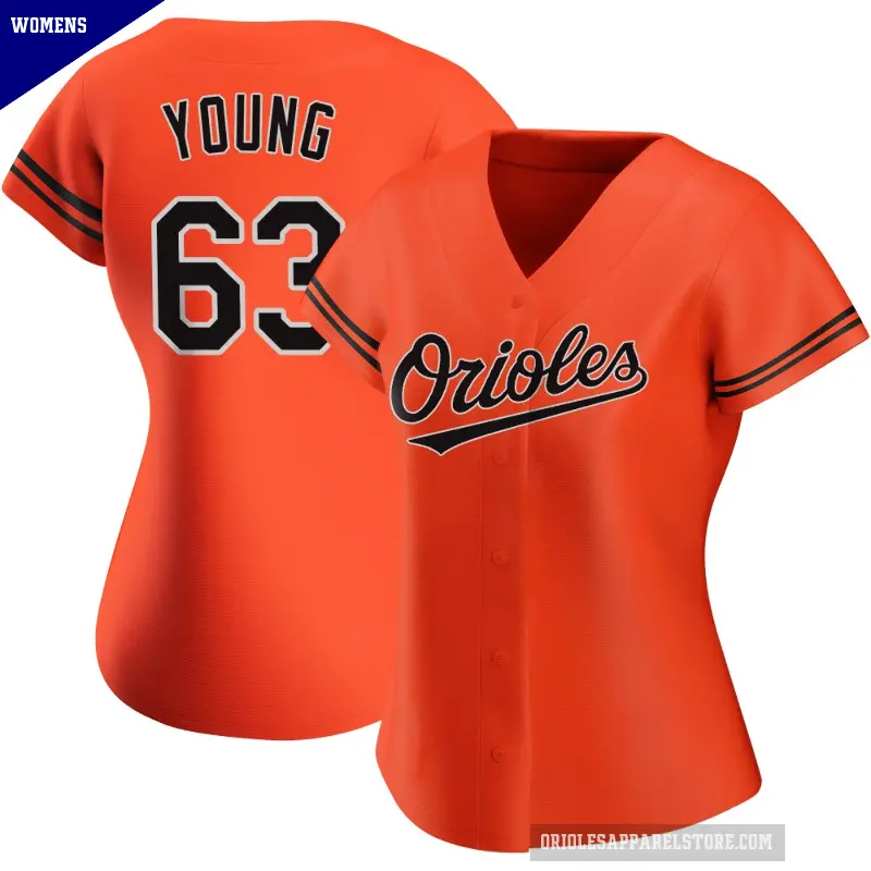 Women's No.63 Brandon Young Baltimore Orioles Orange Replica Alternate Jersey