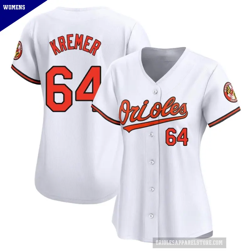 Women's No.64 Dean Kremer Baltimore Orioles White Limited Home Jersey