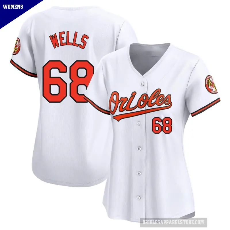 Women's No.68 Tyler Wells Baltimore Orioles White Limited Home Jersey
