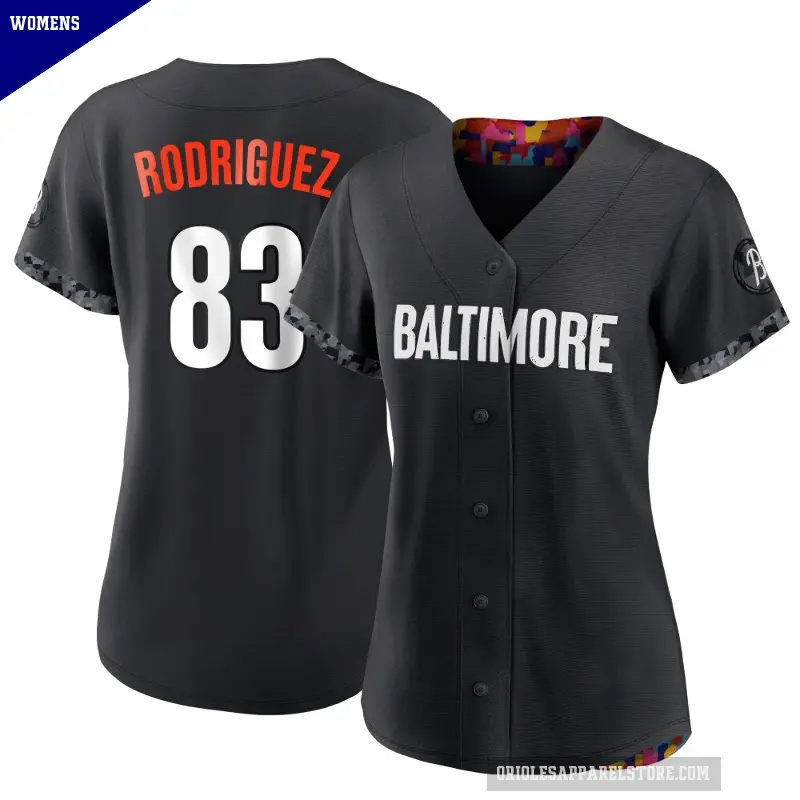 Women's No.83 Elvin Rodriguez Baltimore Orioles Black Replica 2023 City Connect Jersey