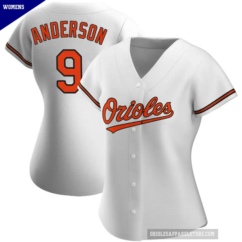 Women's No.9 Brady Anderson Baltimore Orioles White Replica Home Jersey