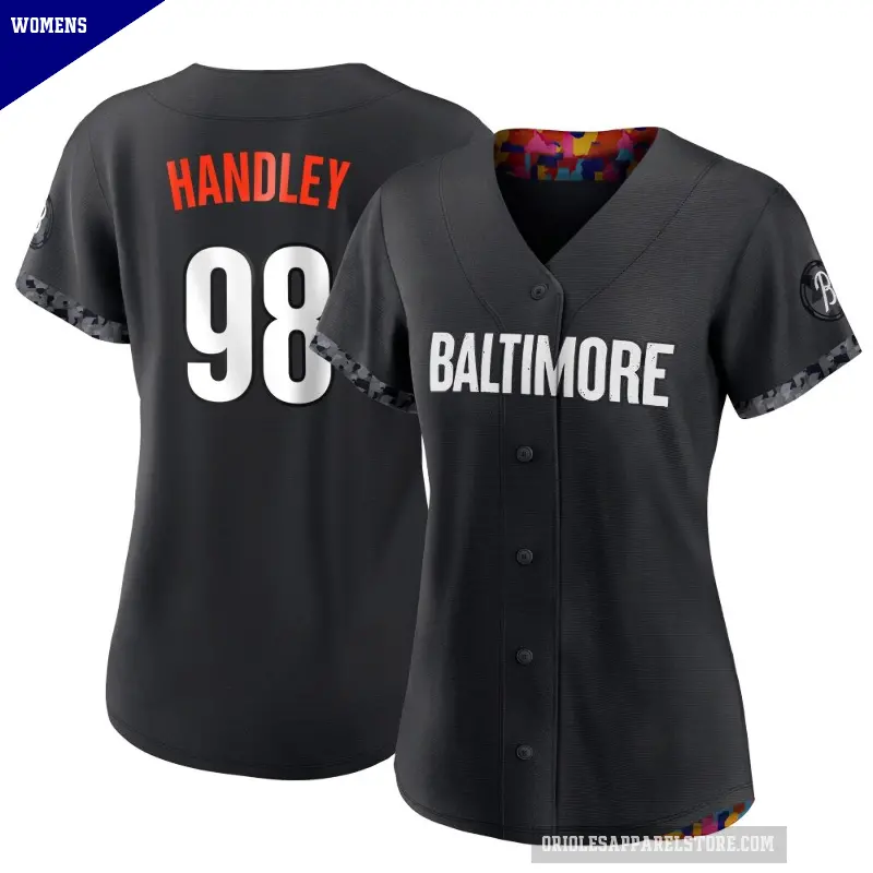 Women's No.98 Maverick Handley Baltimore Orioles Black Authentic 2023 City Connect Jersey