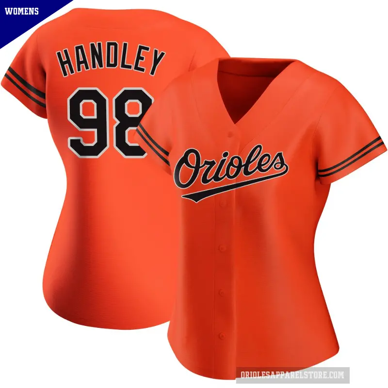Women's No.98 Maverick Handley Baltimore Orioles Orange Replica Alternate Jersey