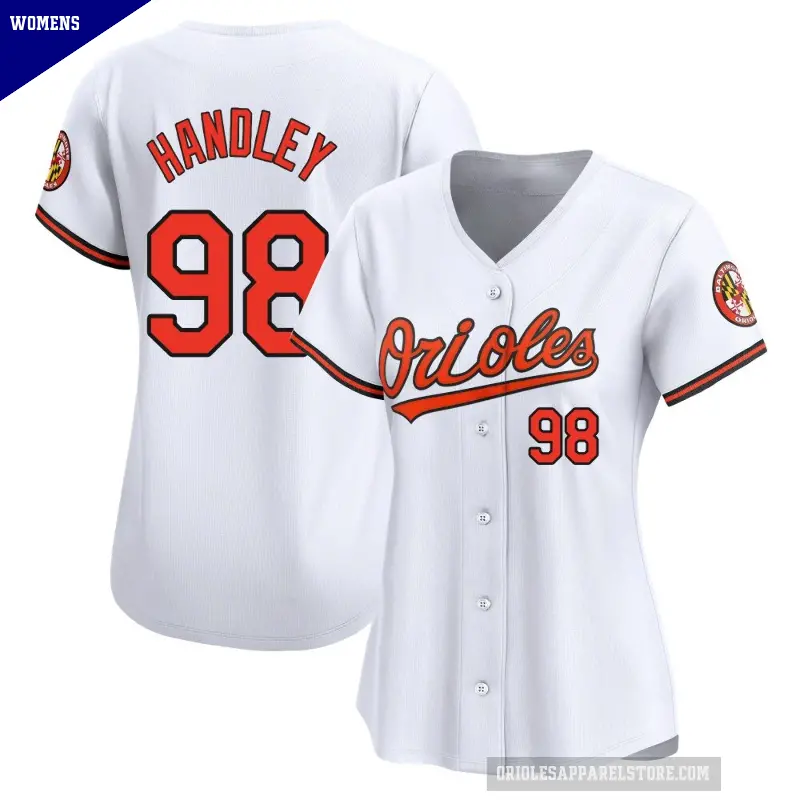 Women's No.98 Maverick Handley Baltimore Orioles White Limited Home Jersey