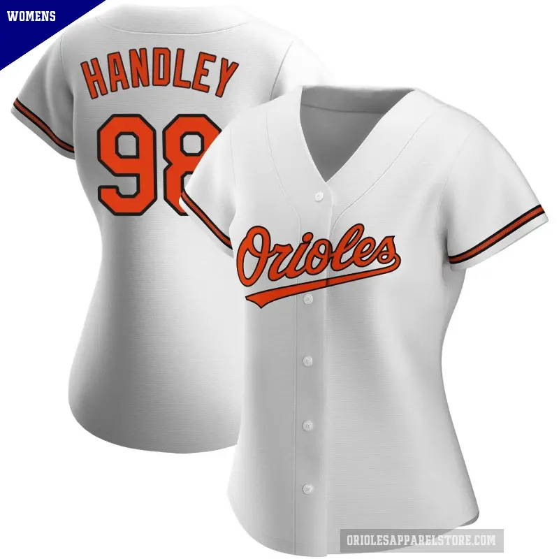 Women's No.98 Maverick Handley Baltimore Orioles White Replica Home Jersey