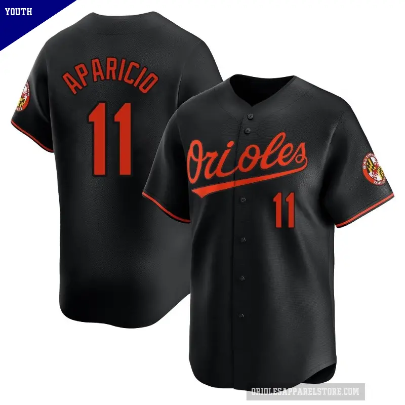 Youth No.11 Luis Aparicio Baltimore Orioles Black Limited Alternate Jersey