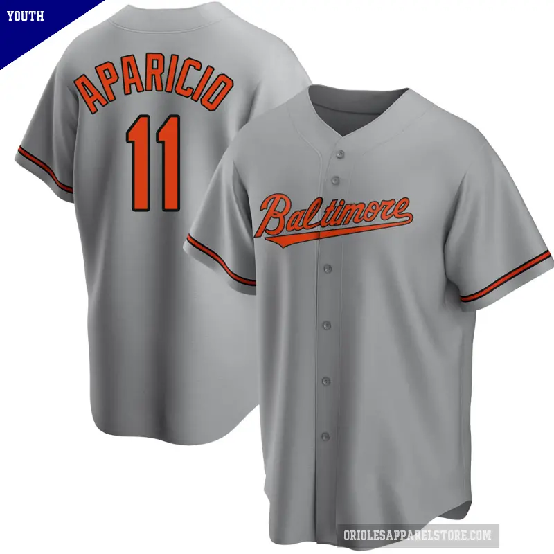 Youth No.11 Luis Aparicio Baltimore Orioles Gray Replica Road Jersey