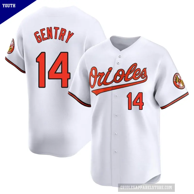 Youth No.14 Craig Gentry Baltimore Orioles White Limited Home Jersey