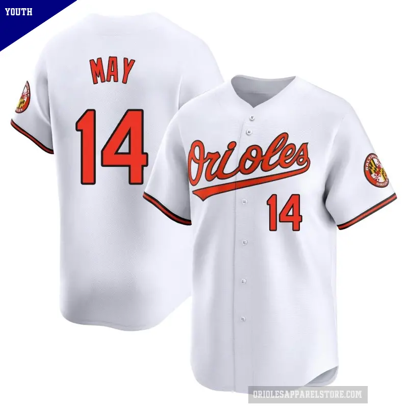 Youth No.14 Lee May Baltimore Orioles White Limited Home Jersey