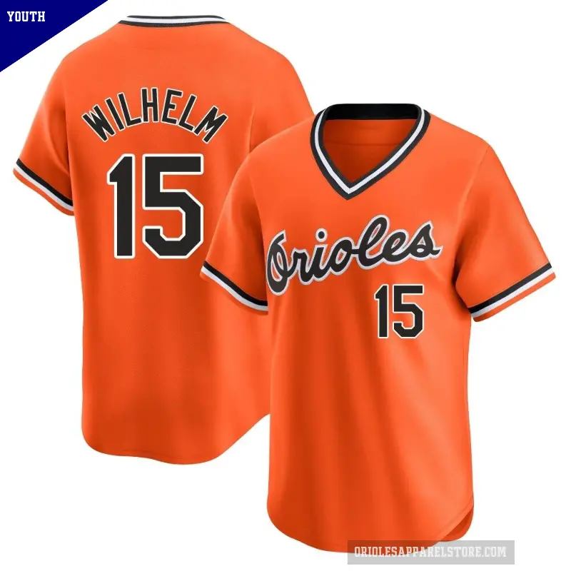 Youth No.15 Hoyt Wilhelm Baltimore Orioles Orange Limited Cooperstown Collection Jersey