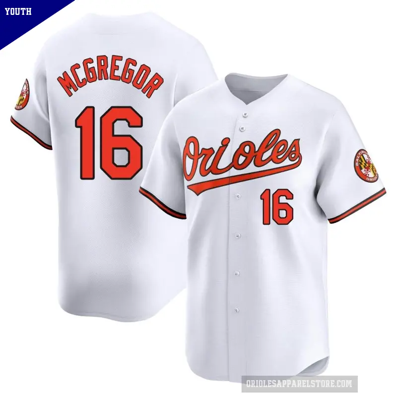 Youth No.16 Scott Mcgregor Baltimore Orioles White Limited Home Jersey