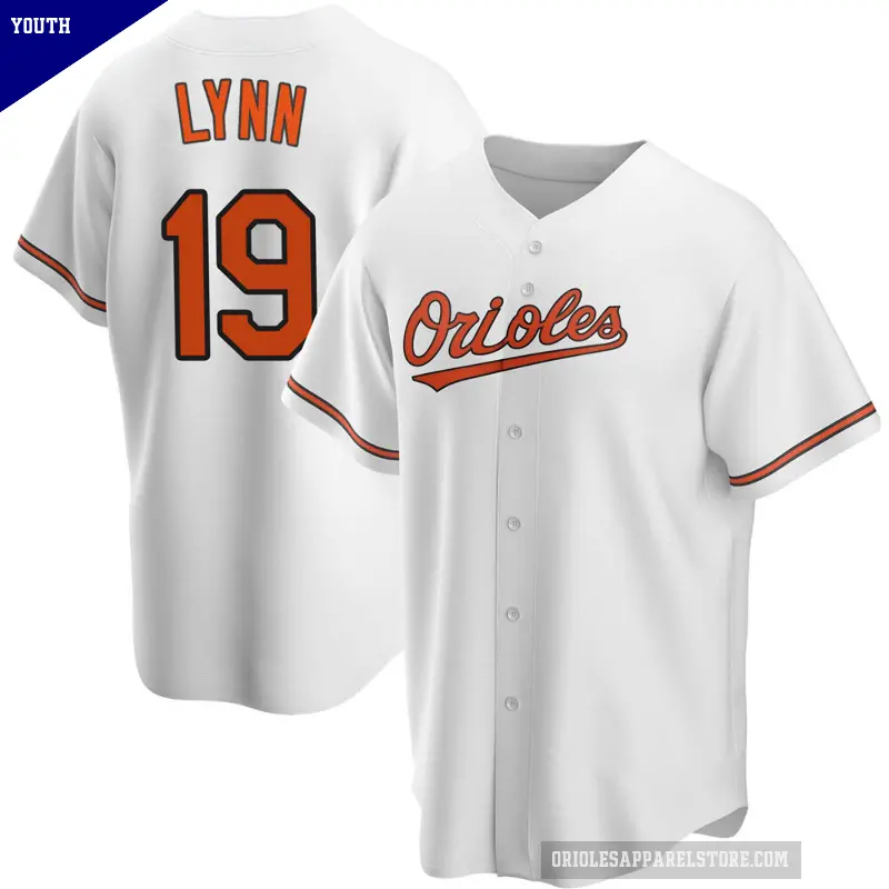 Youth No.19 Fred Lynn Baltimore Orioles White Replica Home Jersey
