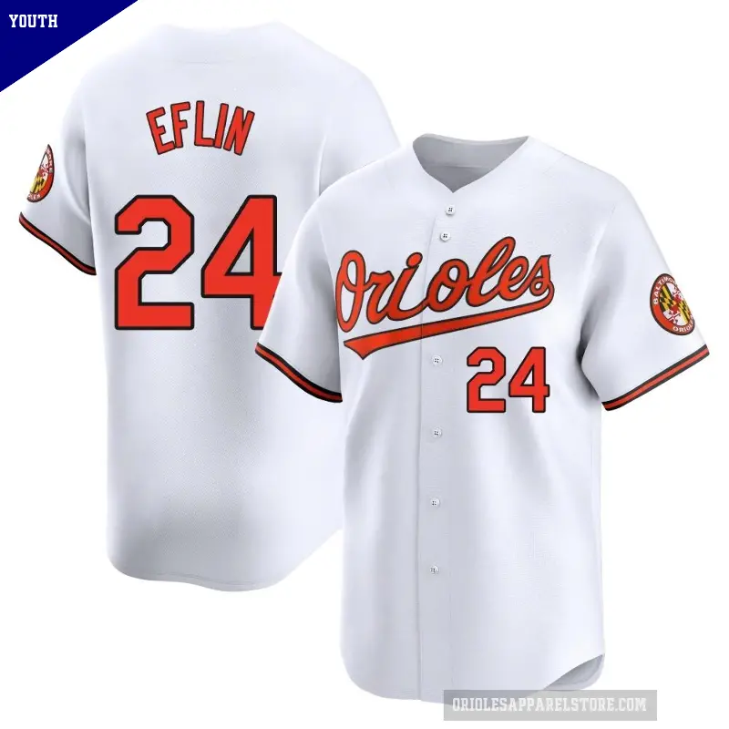 Youth No.24 Zach Eflin Baltimore Orioles White Limited Home Jersey
