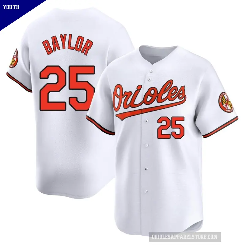 Youth No.25 Don Baylor Baltimore Orioles White Limited Home Jersey