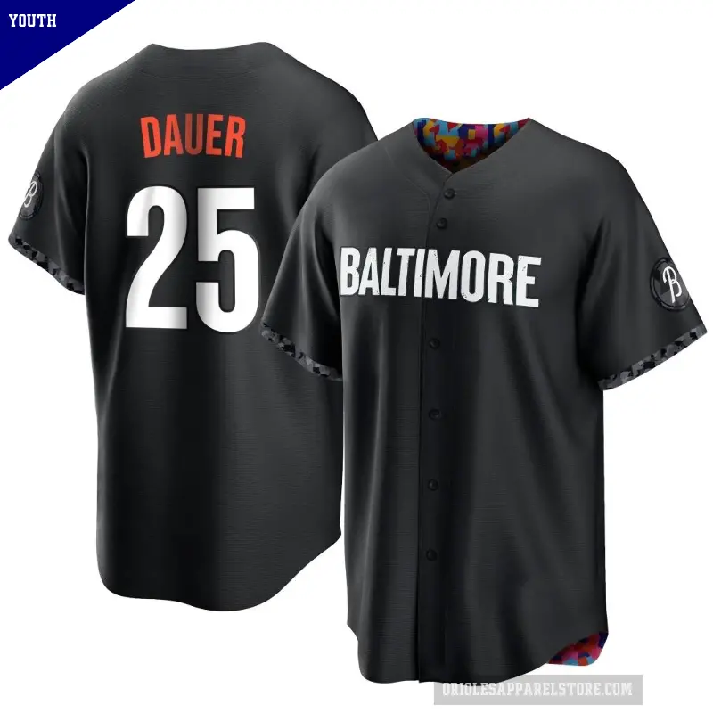 Youth No.25 Rich Dauer Baltimore Orioles Black Replica 2023 City Connect Jersey