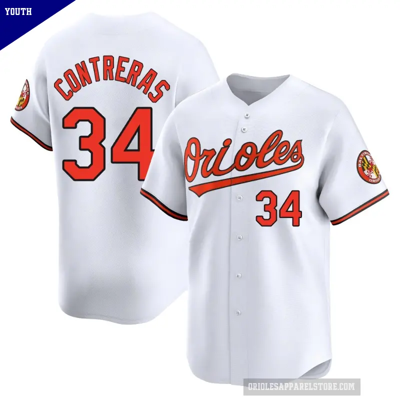 Youth No.34 Roansy Contreras Baltimore Orioles White Limited Home Jersey