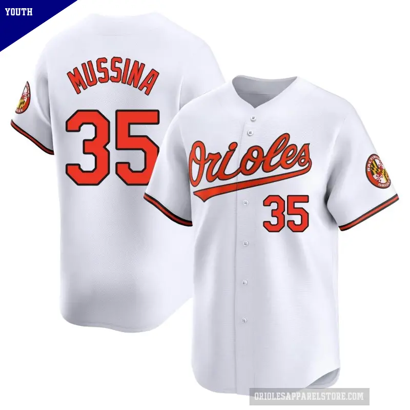 Youth No.35 Mike Mussina Baltimore Orioles White Limited Home Jersey