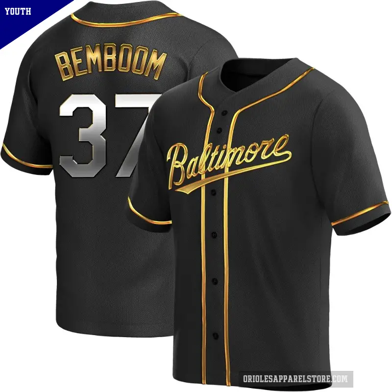 Youth No.37 Anthony Bemboom Baltimore Orioles Gold Replica Black en Alternate Jersey