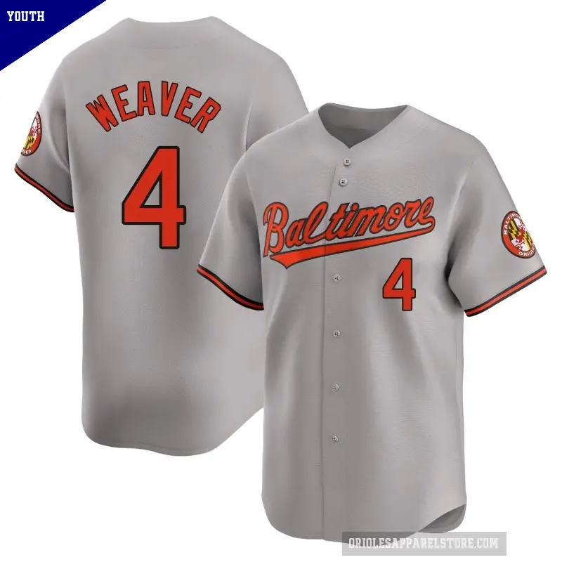 Youth No.4 Earl Weaver Baltimore Orioles Gray Limited Road Jersey