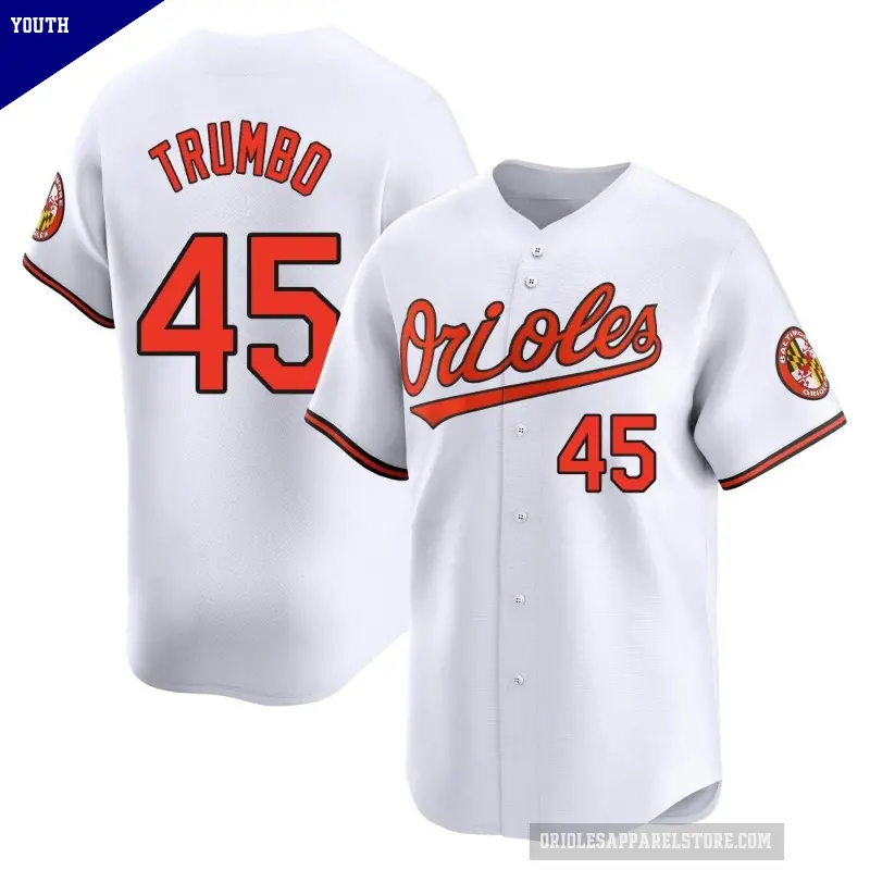 Youth No.45 Mark Trumbo Baltimore Orioles White Limited Home Jersey