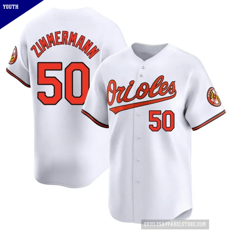 Youth No.50 Bruce Zimmermann Baltimore Orioles White Limited Home Jersey