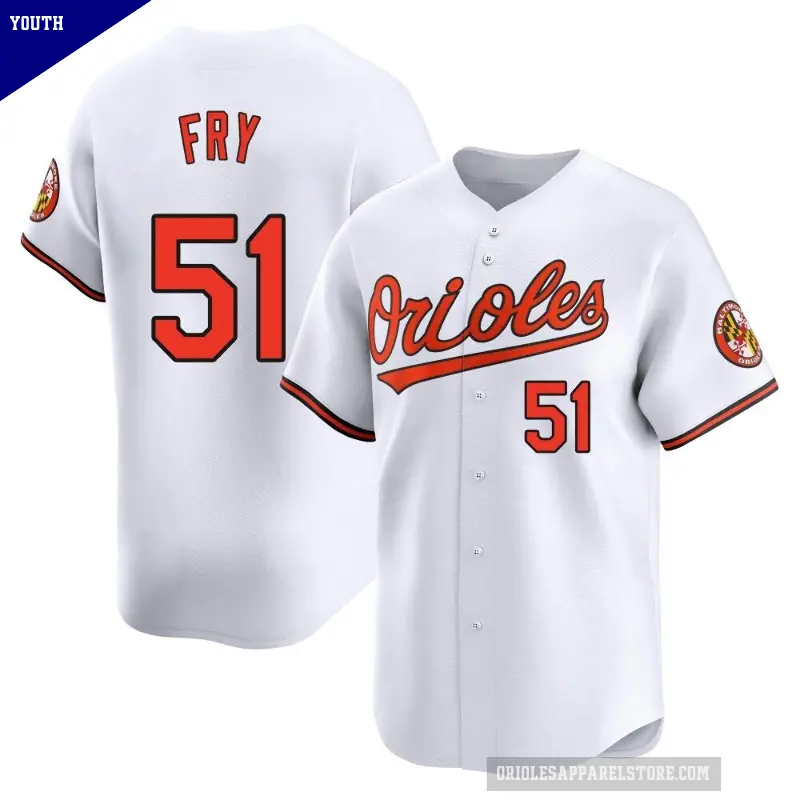 Youth No.51 Paul Fry Baltimore Orioles White Limited Home Jersey