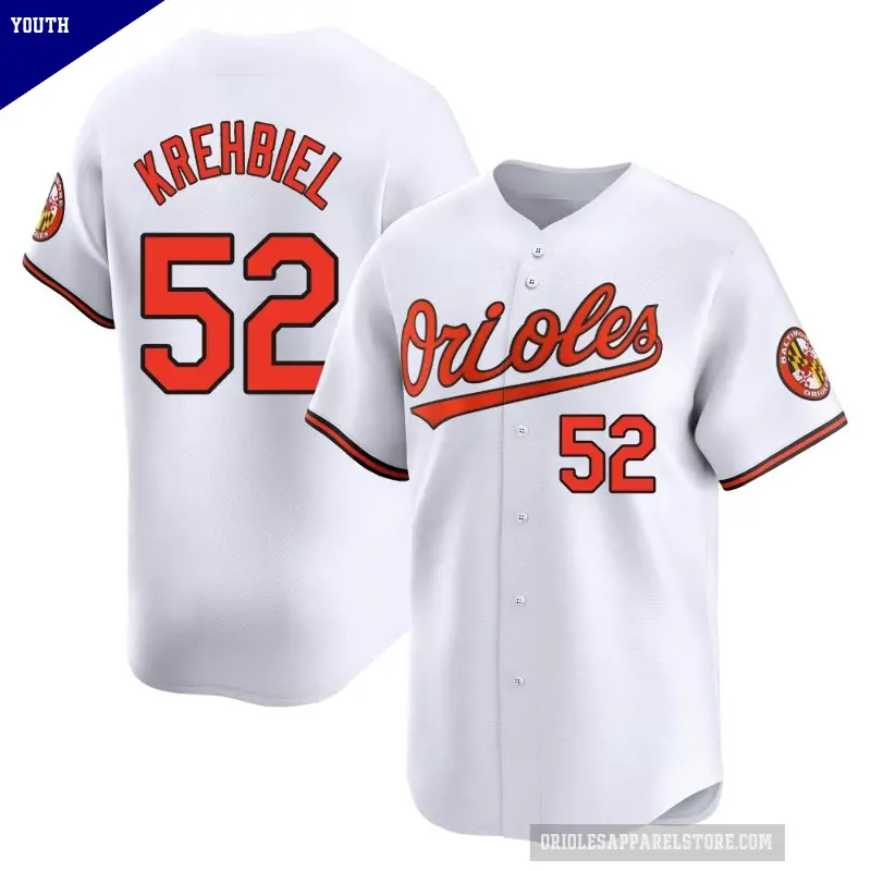 Youth No.52 Joey Krehbiel Baltimore Orioles White Limited Home Jersey