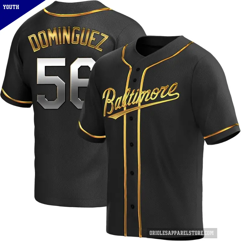Youth No.56 Seranthony Dominguez Baltimore Orioles Gold Replica Black en Alternate Jersey