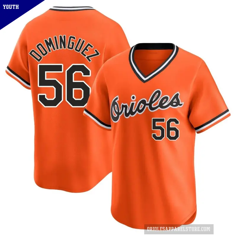 Youth No.56 Seranthony Dominguez Baltimore Orioles Orange Limited Cooperstown Collection Jersey