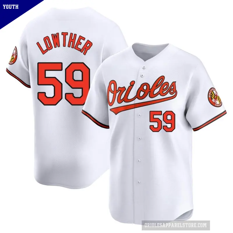 Youth No.59 Zac Lowther Baltimore Orioles White Limited Home Jersey