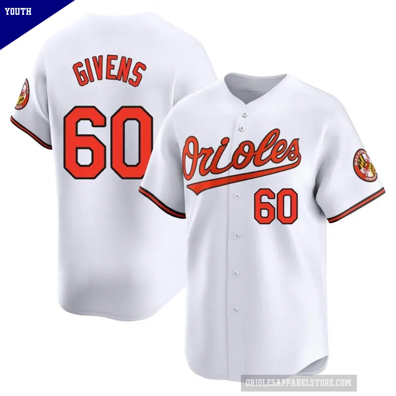 Youth No.60 Mychal Givens Baltimore Orioles White Limited Home Jersey