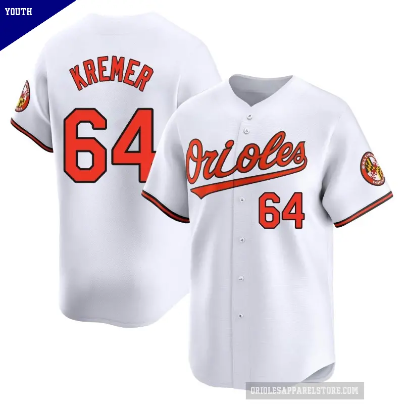 Youth No.64 Dean Kremer Baltimore Orioles White Limited Home Jersey