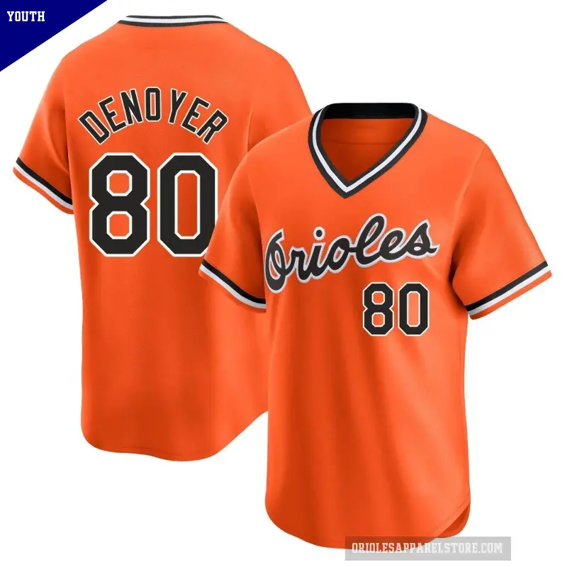 Youth No.80 Noah Denoyer Baltimore Orioles Orange Limited Cooperstown Collection Jersey