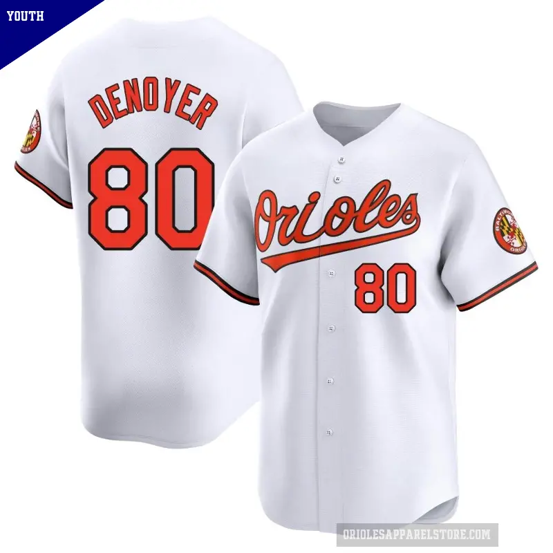 Youth No.80 Noah Denoyer Baltimore Orioles White Limited Home Jersey