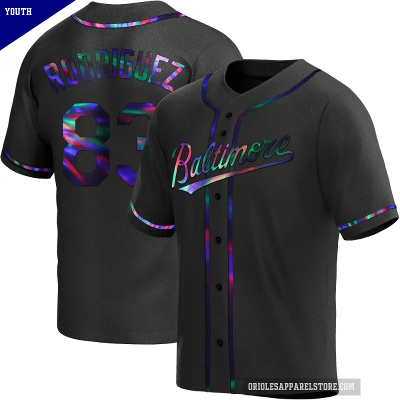 Youth No.83 Elvin Rodriguez Baltimore Orioles Black Replica Holographic Alternate Jersey