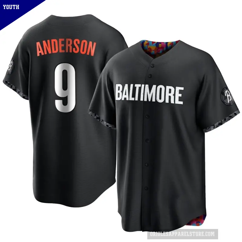 Youth No.9 Brady Anderson Baltimore Orioles Black Replica 2023 City Connect Jersey
