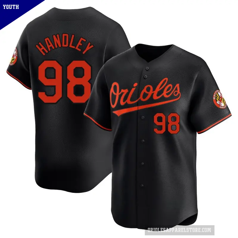 Youth No.98 Maverick Handley Baltimore Orioles Black Limited Alternate Jersey