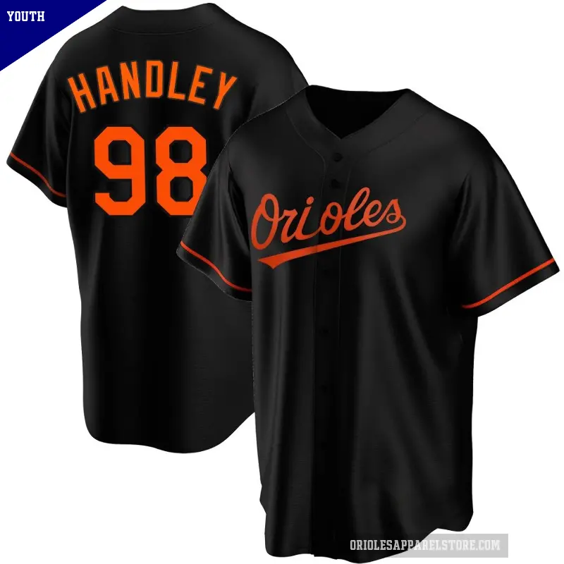 Youth No.98 Maverick Handley Baltimore Orioles Black Replica Alternate Jersey