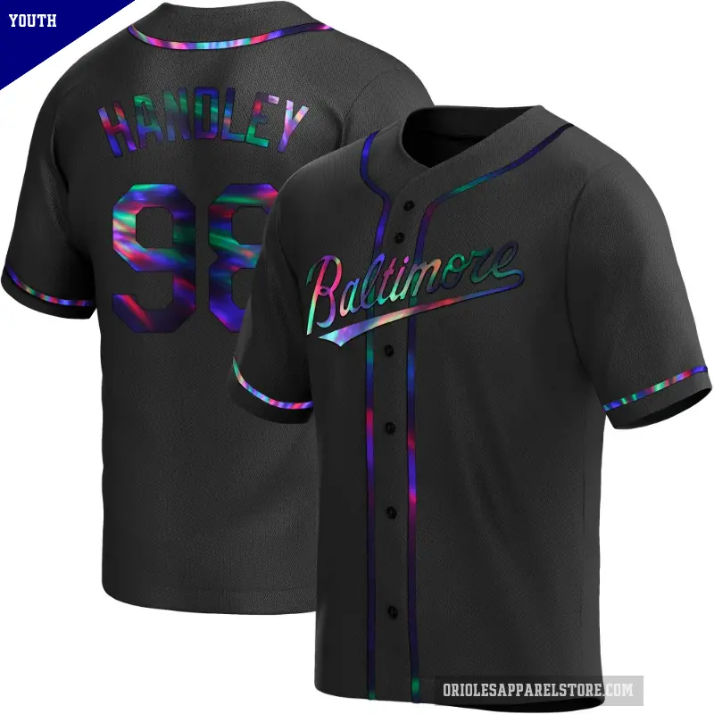 Youth No.98 Maverick Handley Baltimore Orioles Black Replica Holographic Alternate Jersey