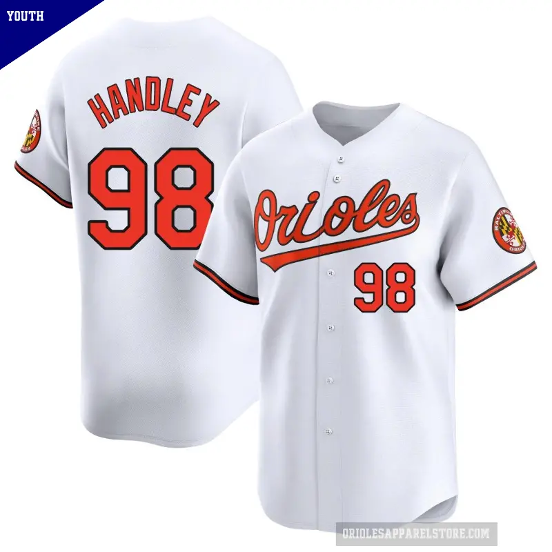 Youth No.98 Maverick Handley Baltimore Orioles White Limited Home Jersey
